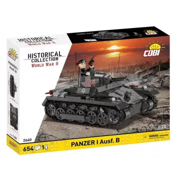 Konstrukcinis rinkinys Cobi Panzer I Ausf. B – 654 detalės, detalaus tanko modelio rinkinys