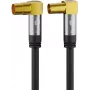 Goobay TV antenos laidas (135 dB tipas), 4x ekranuotas, 1 m, juodas - auksuotas, 90° koaksialinė lizdas > 90° kištukas (70455)