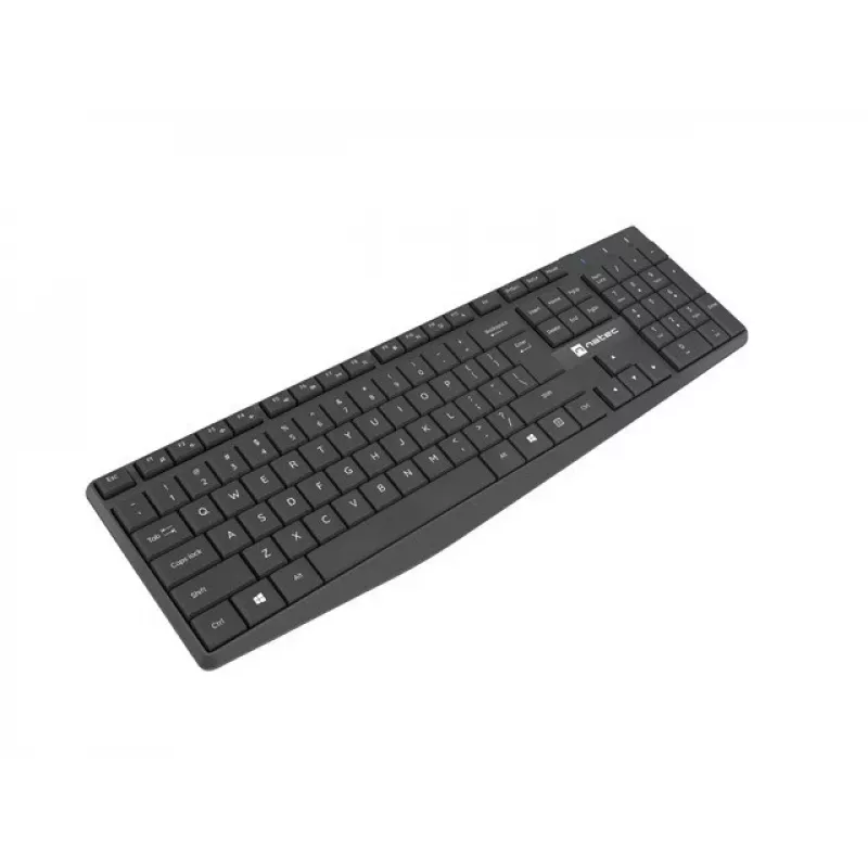 Belaidis klaviatūros ir pelės rinkinys NATEC SQUID, pilno dydžio, QWERTY US International, 105 klavišai, juoda, pelė 1600 DPI