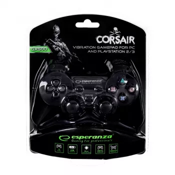 Esperanza EG106 žaidimų valdiklis (džoistikas) PC, PlayStation 2, PlayStation 3, analoginis / skaitmeninis, USB 2.0, juodas