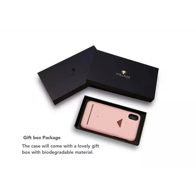 VixFox Card Slot Back Shell iPhone X/XS – rožinis apsauginis dėklas su kortelių kišene