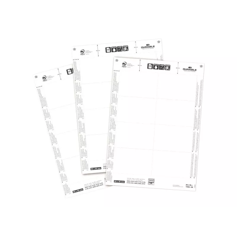 Durable 1456-02 įdėklų lakštai 60x90 mm Balti
