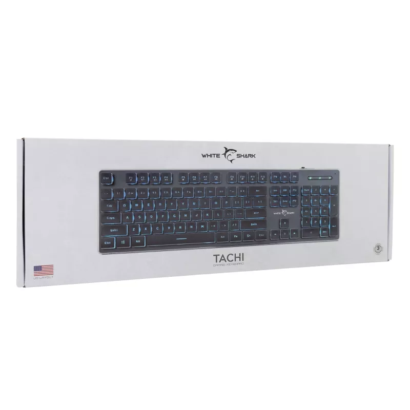 Mechaninė žaidimų klaviatūra White Shark Tachi Black, US išdėstymas, RGB foninis apšvietimas