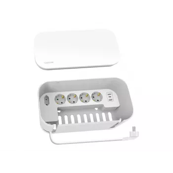 LogiLink LPS281U kištukinis lizdas 4 saugūs lizdai 2 USB-A 1 USB-C balta