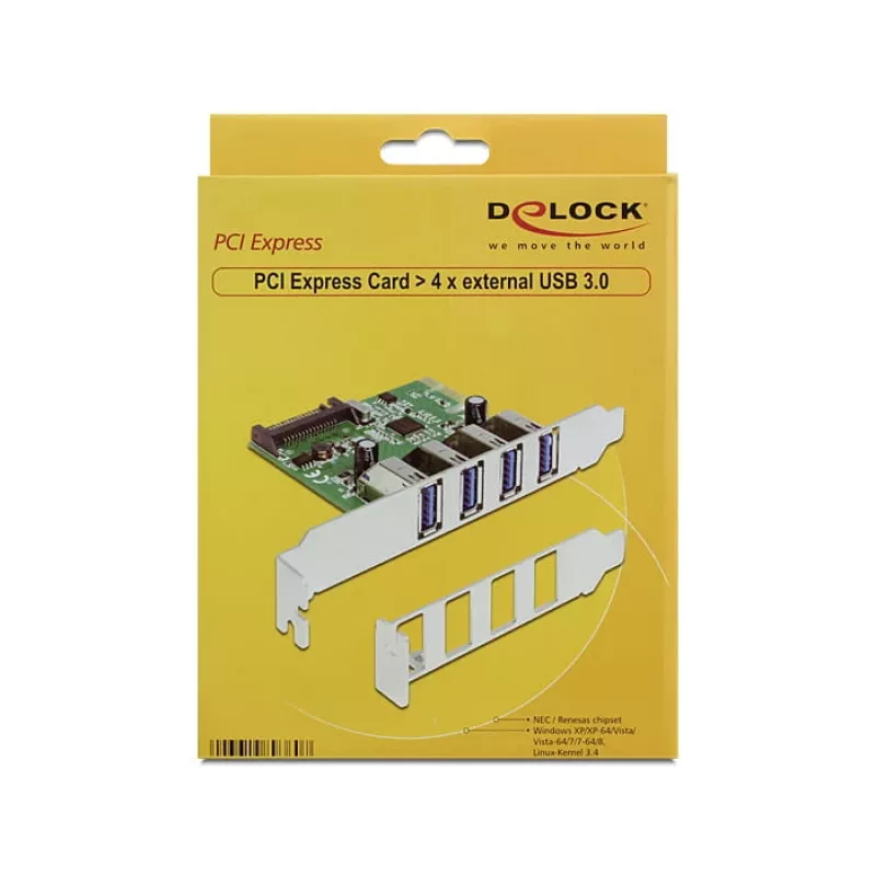 DeLOCK 89360 vidinė PCIe sąsajos plokštė su 4 USB 3.2 Gen 1 prievadais