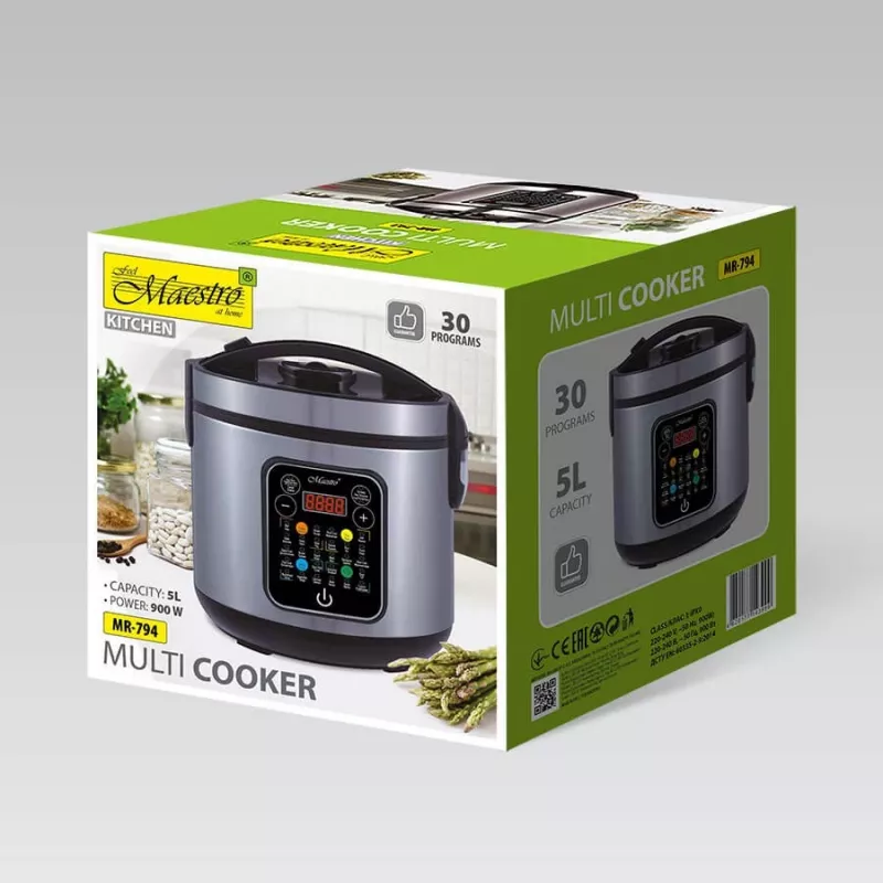Daugiafunkcis puodas Maestro MR-794 5 L 900 W Juodas, satino plienas