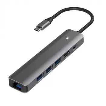 Adapteris USB Type-C į HDMI, LAN, 3x USB 3.0 Type-A, USB Type-C PD100W
