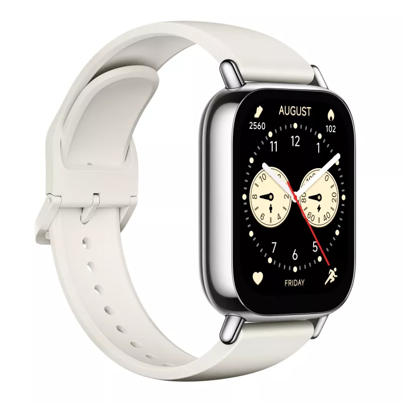 Išmanusis laikrodis Xiaomi Redmi Watch 5 Lite – 1,96 colio AMOLED, GPS, 470 mAh, auksinis korpusas, balta TPU juosta