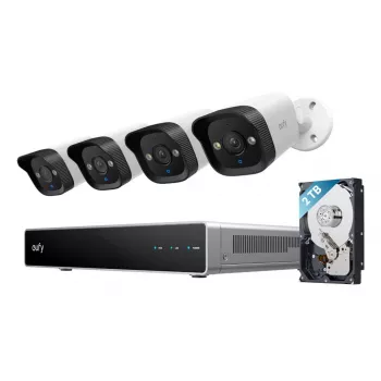 Vaizdo įrašų registratorius Eufy E40 – 8 kanalų 4K įvestis, 2 TB HDD (išplečiamas iki 16 TB), juoda/pilka/balta