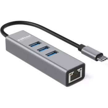 ROLINE USB Type C – Gigabit Ethernet keitiklis + 3 prievadų USB 3.0 šakotuvas (12.02.1127)
