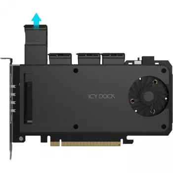 Adapterio kortelė 4 x M.2 NVMe SSD mobiliajam krepšiui, Icy Dock MB204MP-B
