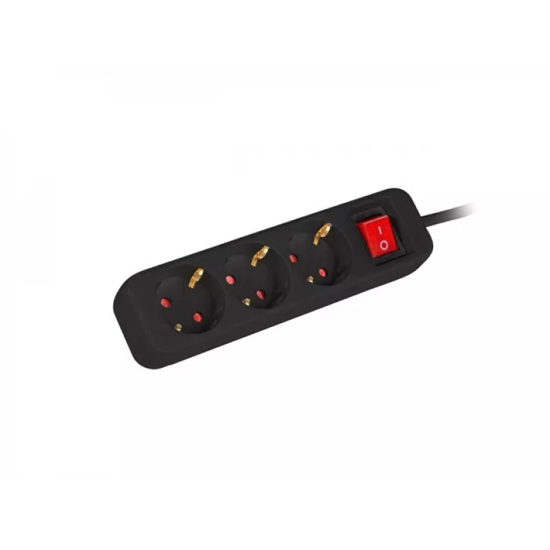 Prailginimo laidas Lanberg PS1-03F-0150-BK 1,5 m 3 AC lizdai vidaus juodas