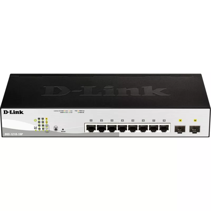 D-Link DGS-1210-10P valdomas L2 gigabito Ethernet (10/100/1000) Power over Ethernet (PoE) 1U juodas
