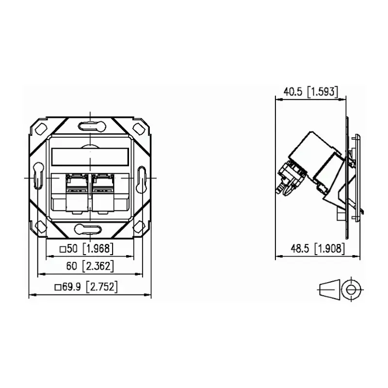 METZ CONNECT 130B12D21102-E – RJ-45 kištukas, 6a kategorija, -40…70 °C, balta, ABS/Zn, GHMT, CE