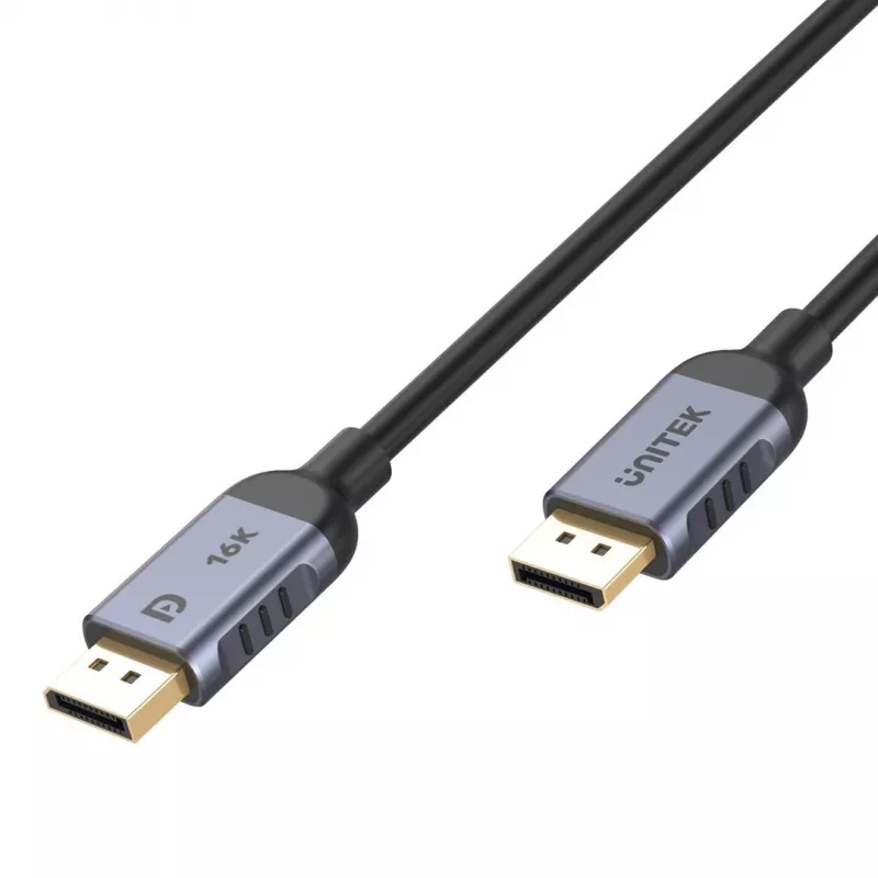 DisplayPort kabelis Unitek C1626GY01-1.5M — 1,5 m, DisplayPort 2.1, Kištukinis-Kištukinis, 360 Hz, 15360×8640, Pilka