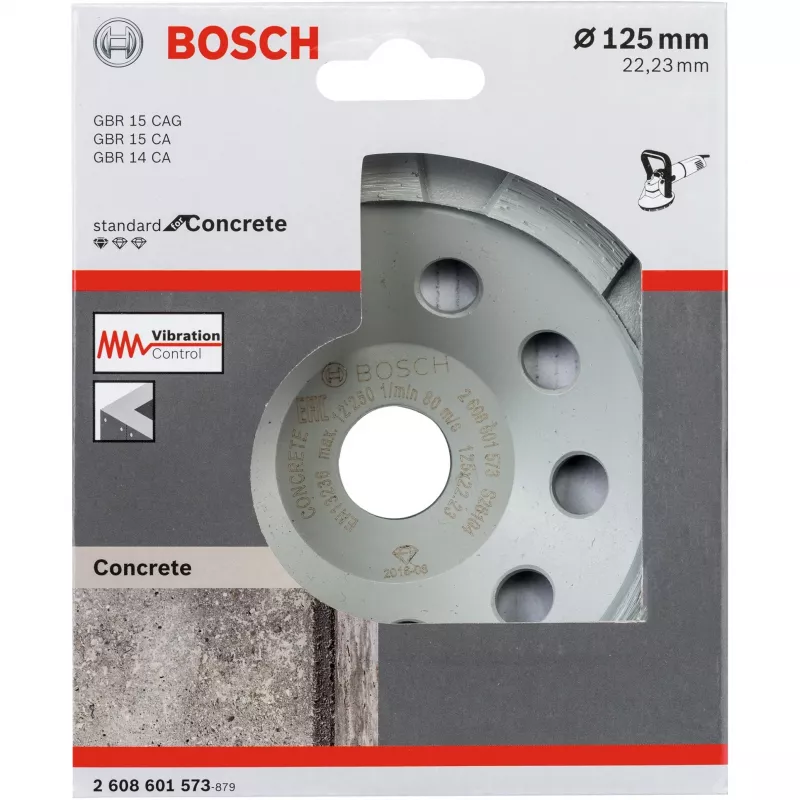 Deimantinis puodelinis šlifavimo diskas Bosch 2608601573 125 mm skersmens, 22,23 mm anga betonui