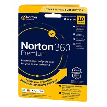 Norton 360 Premium | 10 įrenginių | 1 metai | 75 GB debesies saugykla | EU | NE prenumerata
