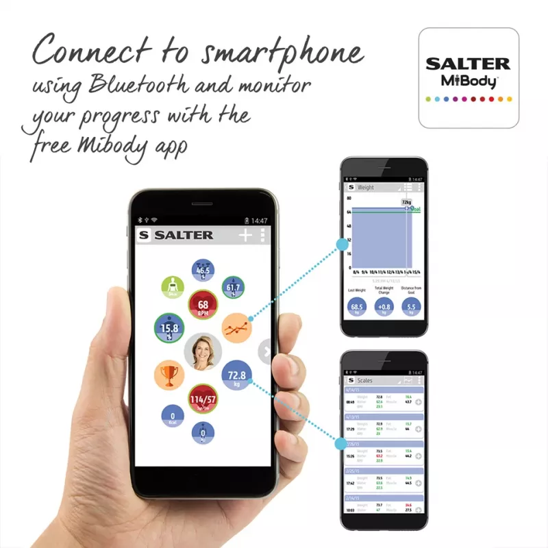 Salter 9192 BK3R Curve Bluetooth Smart Analyser – kūno analizės svarstyklės