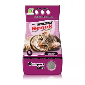 Super Benek Certech Compact Lavender 5 L – kačių kraikas iš bentonito, greitai sugeriantis, nebarstantis