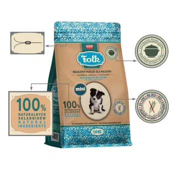 FOLK Junior Small breeds Gentle meal for puppy with rabbit, veal and carrot - sausas šunų ėdalas - 1,6 kg