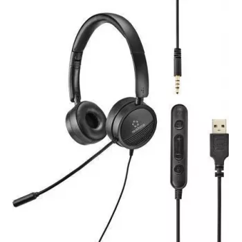 Renkforce RF-HS-360 PC ausinės USB Stereo ant ausies juodos (RF-4737358)