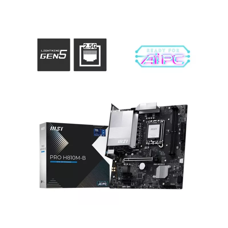 MSI PRO H810M-B pagrindinė plokštė Intel H810 LGA 1851 (Socket V1) micro ATX