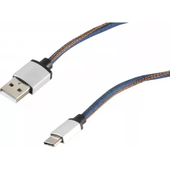 USB kabelis S/CONN 14-50030 USB 2.0 2 m USB A USB C mėlynas