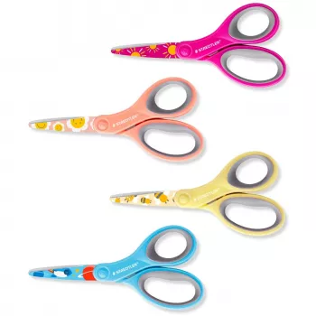 Žirklės Staedtler Noris 14 cm – įvairių spalvų rankenomis, modelis 965 14P BK