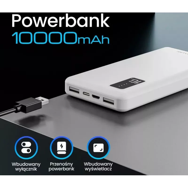 Nešiojamas išorinis akumuliatorius Extralink EPB-098W 10000 mAh