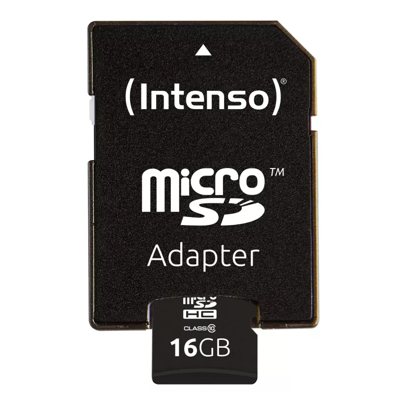 INTENSO atminties kortelė Micro SDHC 16GB C10 su adapteriu 3413470