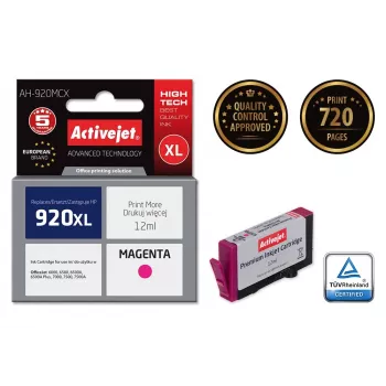 Activejet AH-920MCX rašalo kasetė (HP 920XL CD973AE atitikmuo; Premium; 12 ml; purpurinė)