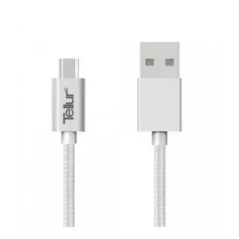 USB į Micro USB duomenų laidas Tellur Nylon Braided 1 m sidabrinis