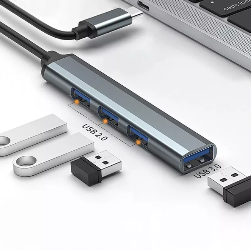 USB šakotuvas QOLTEC 53792, USB-C 3.1 į 4 prievadus (USB 3.0 x1, USB 2.0 x3)