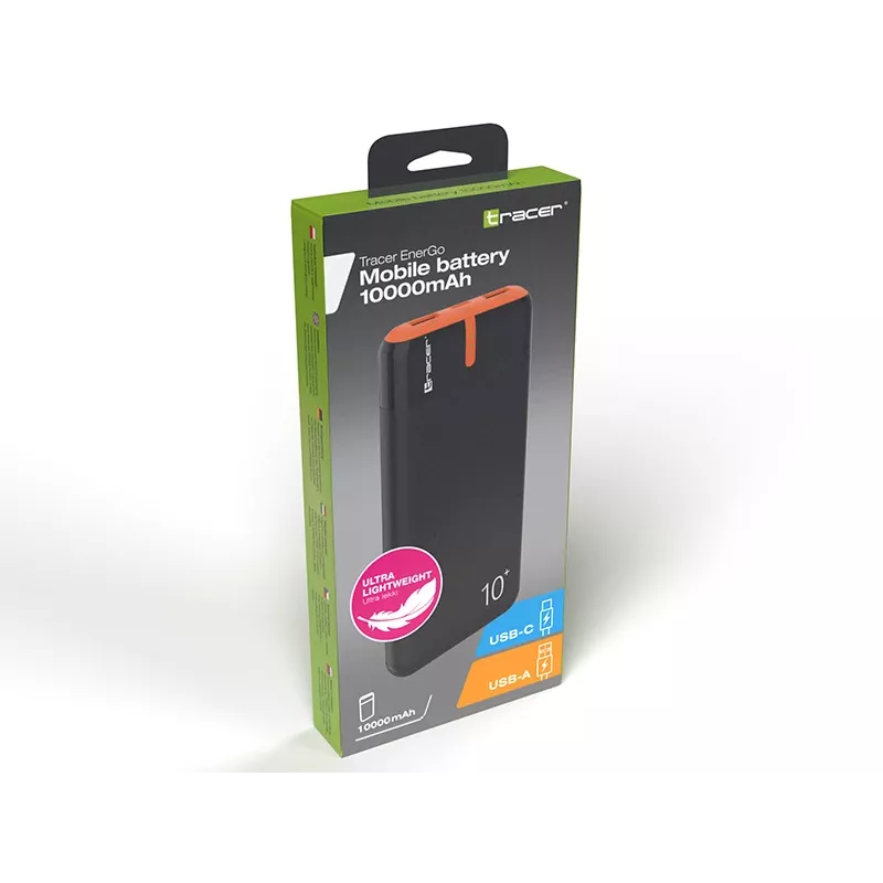 PowerBank EnerGo 10000 mAh juodai-oranžinis