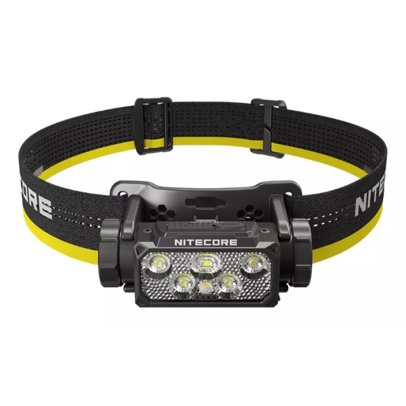 Kaktinė švieslentė Nitecore HC60 UHE su 4000 mAh baterija, 6 LED, atspari vandeniui, smūgiams, juoda/geltona