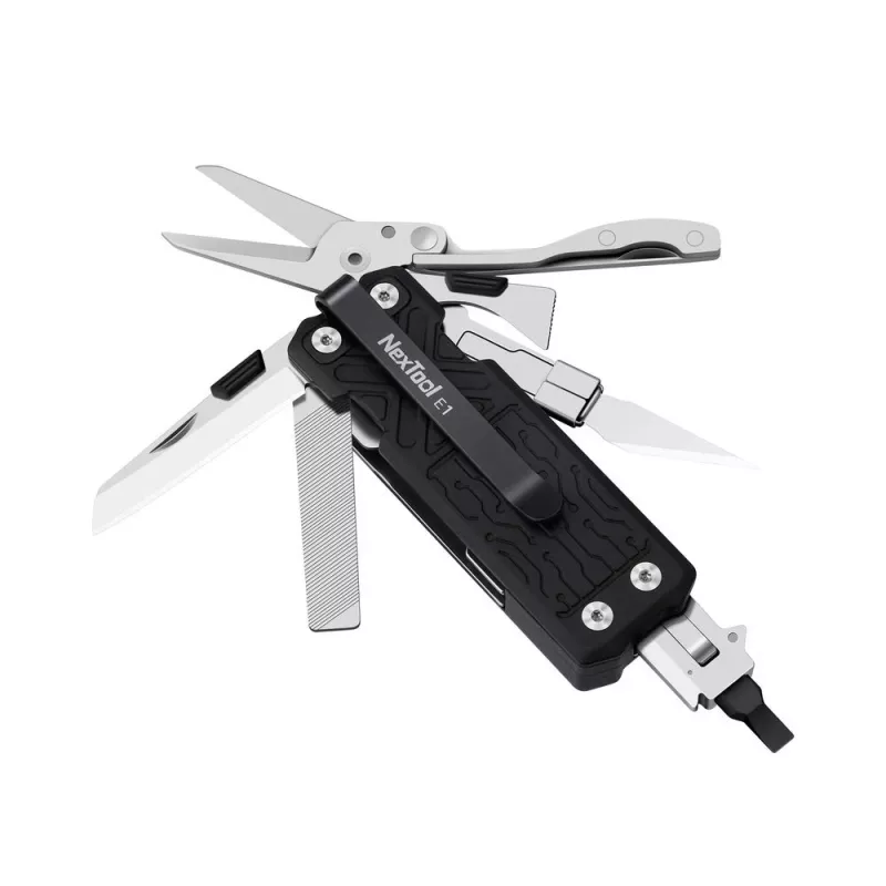 Multifunkcinis įrankis Nextool E1 10-in-1 kišeninis daugiafunkcis įrankis, juodas, sulankstomas peilis, 94 g, sulankstytas 7,9 cm