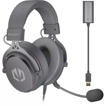 Ausinės ENDORFY VIRO Plus USB Alt Gray, žaidimų, tamsiai pilka, USB-A, 3,5 mm lizdas, 7.1 garso plokštė