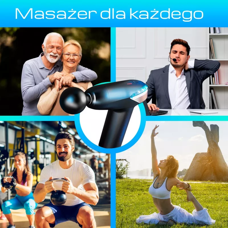 Masažinis pistoletas Extralink MSG-02-LITE 3200 aps./min. 6 antgaliai