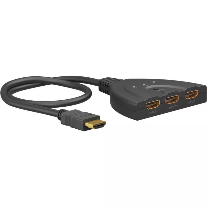 Goobay HDMI jungiklis 3 į 1 (4K @ 30 Hz) | 58487 | Juodas | HDMI lizdas | 3 HDMI lizdai | 0.58 m