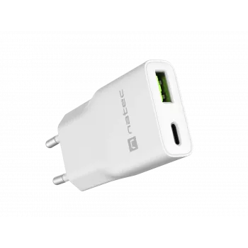 Maitinimo adapteris NATEC Ribera NUC-2376 — 1× USB-A, 1× USB-C, 3 A išėjimas
