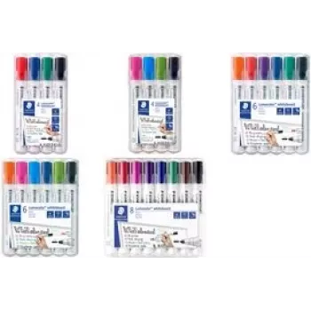 Markeriai baltajai lentai Staedtler Lumocolor 351, antgalis kulka, juoda, šviesiai mėlyna, šviesiai žalia, rožinė