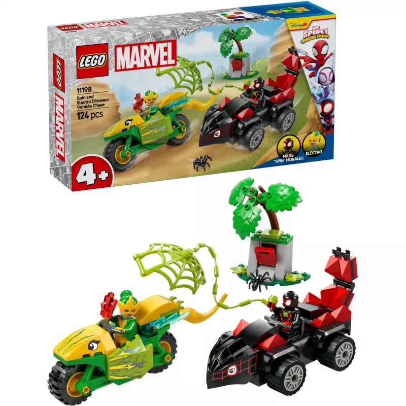 LEGO MARVEL 11198 Sukamasis ir Elektro dinozaurų transporto priemonių gaudynės
