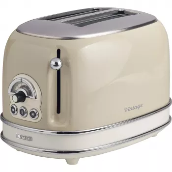 Ariete 155 Design 2 plytelių skrudintuvas su sumuštinių narveliais, 6 skrudinimo lygiai, 810 W, nerūdijančio plieno korpusas, išimamas trupinių padėklas, pastelinė smėlio spalva