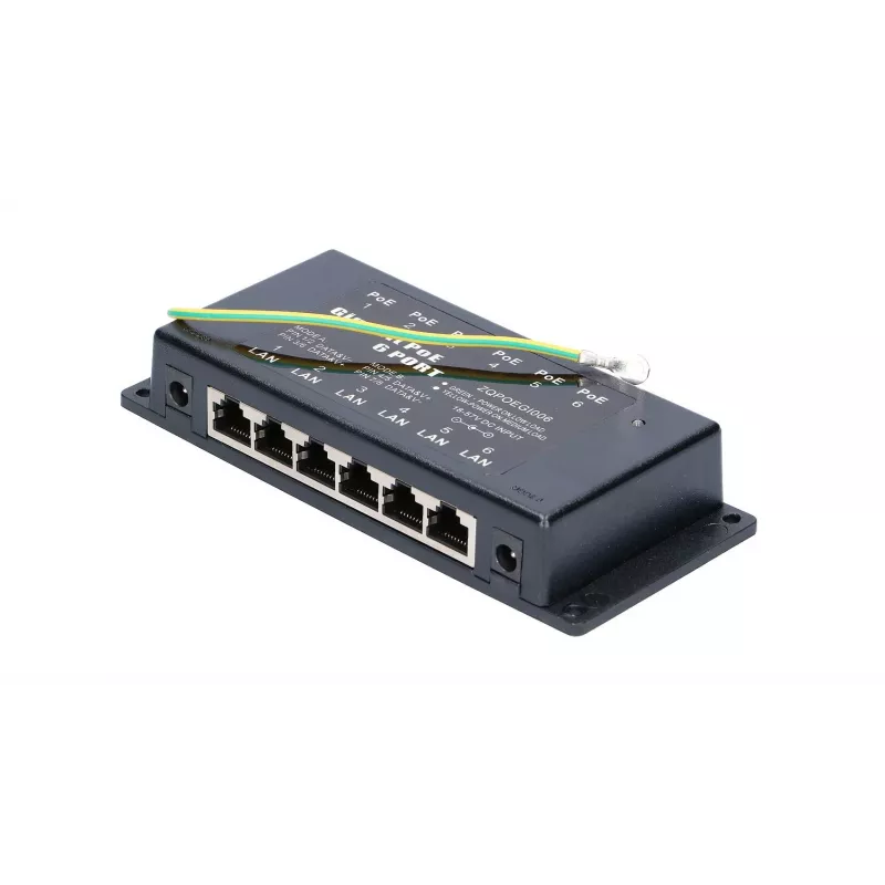 PoE injektorius Extralink Gigabit 6 prievadai 6x 1000Mb/s RJ45