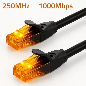 Ethernet jungiamasis laidas QOLTEC UTP Cat6 10 m, 2×RJ45, juodas