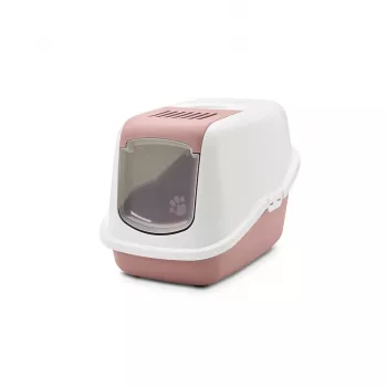 Uždaras katės tualetas Savic Nestor White-Pink, su gaubtu, 56×39×38,5 cm