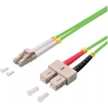 LogiLink šviesolaidinis jungiamasis laidas LC/UPC (M) – SC/UPC (M), 2 m, 50/125 µm, OM5, šviesiai žalias