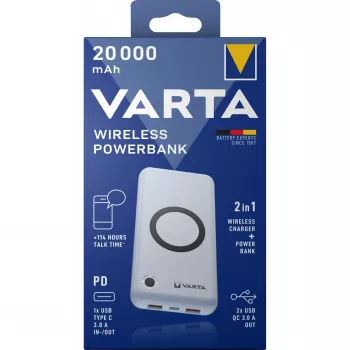 Power Bank Varta 57909 20000 mAh Li-polimerinis belaidis įkrovimas