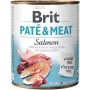 Šlapias šunų ėdalas Brit Paté & Meat with Salmon 800 g – pilnavertis konservuotas suaugusių šunų ėdalas, vištienos skonio, be grūdų, 75% drėgmės