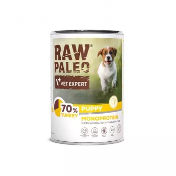 RAW PALEO Puppy Monoprotein Turkey – šlapias ėdalas šuniukams – 400 g